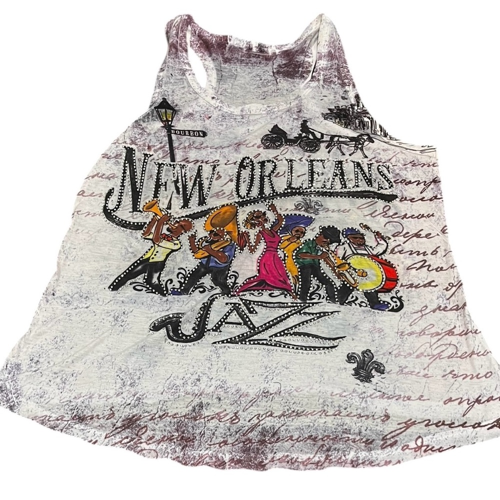 Max & Co. White and Purple New Orleans Jazz Muscle Tee Small